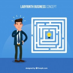 Business concept with flat labyrinth