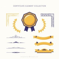 Certificate elements collection in flat style