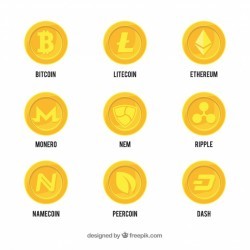 Collection of cryptocurrency coins