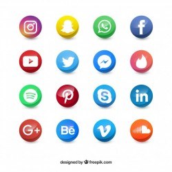 Colored social media circle icons