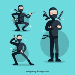 Hand drawn ninja character collection