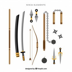 Ninja element collection with flat design