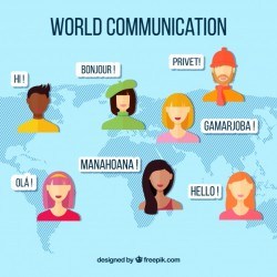People speaking different languages with flat design