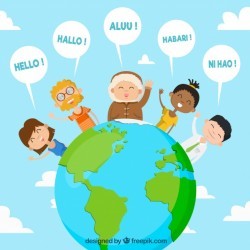 People speaking different languages with flat design