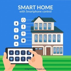 Smart home background with smartphone control