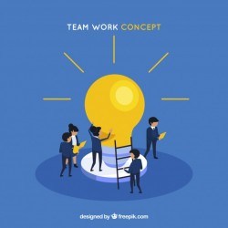 Teamwork concept with light bulb