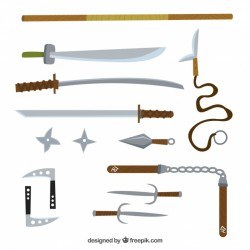 Traditional ninja element collection with flat design