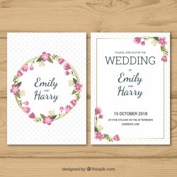 Wedding invitation card in flat style