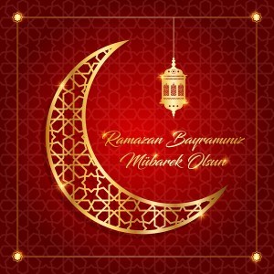 Ramazan background with golden moon vector 11