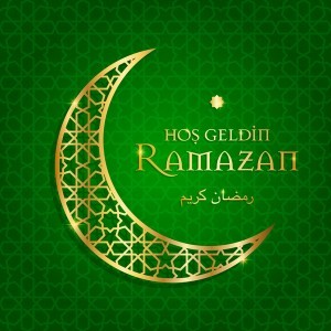 Ramazan background with golden moon vector 02
