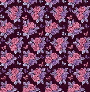 Vintage seamless pattern with roses on purple background vector