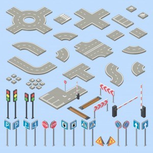 3d isometric road signs collection