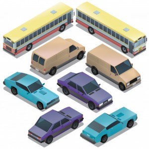Set of isometric urban transportation
