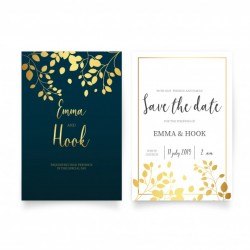 Elegant Wedding Invitation with Golden Leaves