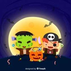 Lovely halloween background with flat design