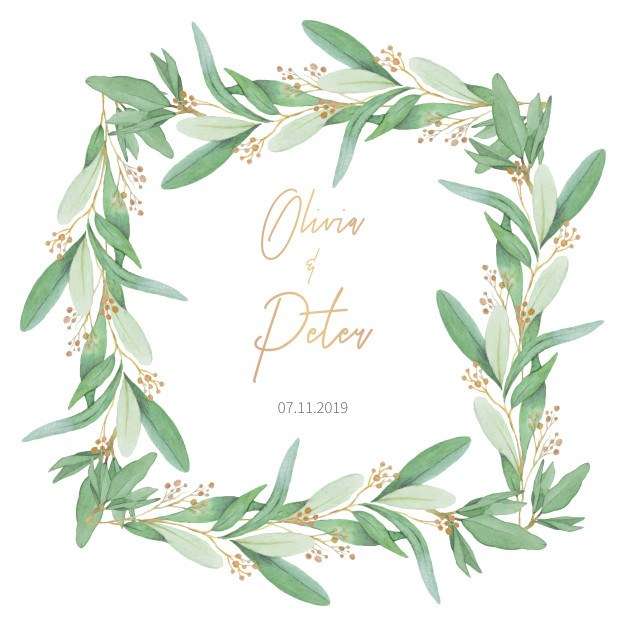 Lovely Wedding Frame with Olive Leaves png