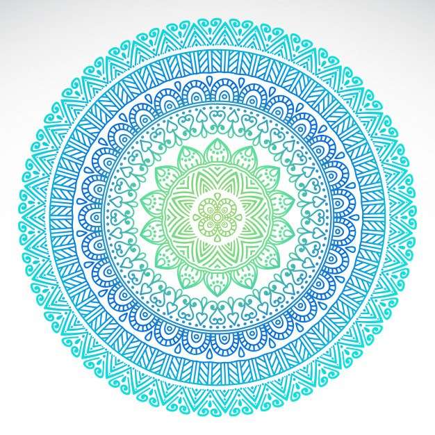 Round gradient mandala on white isolated background png