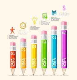 Pencil modern business infographic template vector material 01
