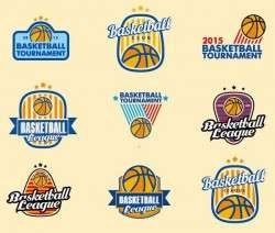 basketball logos set vector