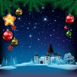 Christmas greeting card with panorama of city vector 07