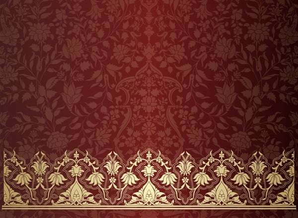 Vintage decorative pattern with floral seamless border vector 10