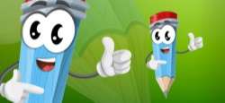 Blue pencil cartoon giving thumbs up