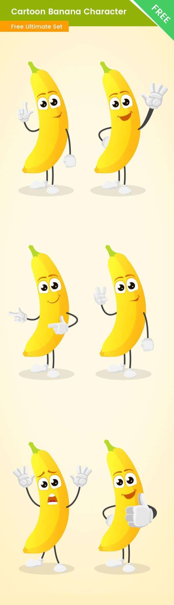 Cartoon Banana Vector Set
