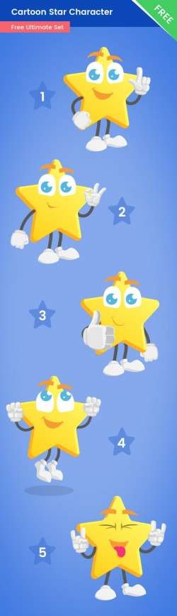 Cartoon Star Free Vector Set