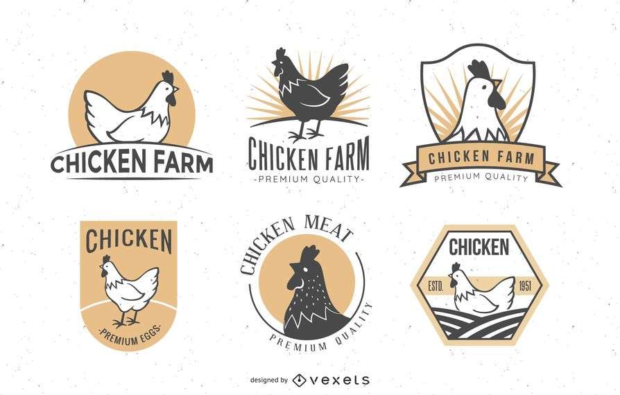 Chicken badges set