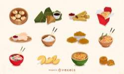 Chinese food icon set