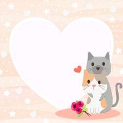Cute cat couple in valentine theme background
