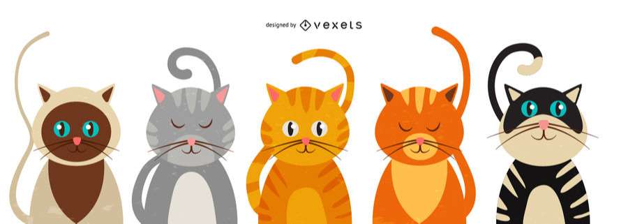 Cute cat illustration set