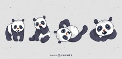 Cute panda cartoon set