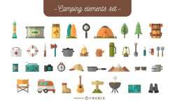 Flat Camping Elements Set