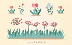 Garden Flower Vector Set
