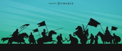 Medieval war silhouette illustration