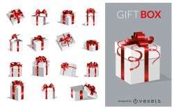 Set of silver and red gift boxes