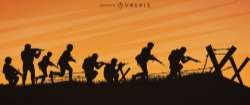Soldiers war front silhouette design