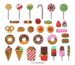 Sweets and candy icon set