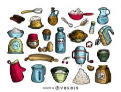 Baking cartoon icon set