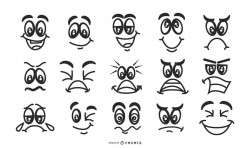 Black and White Faces Emoticon Set