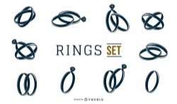 Black and White Rings Set