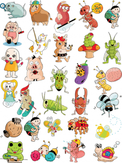 Cute animals and characters illustration