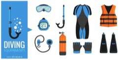 Diving equipment illustration set