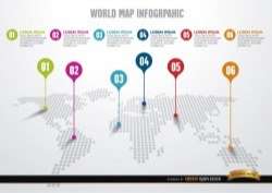 Dots World map infographic template