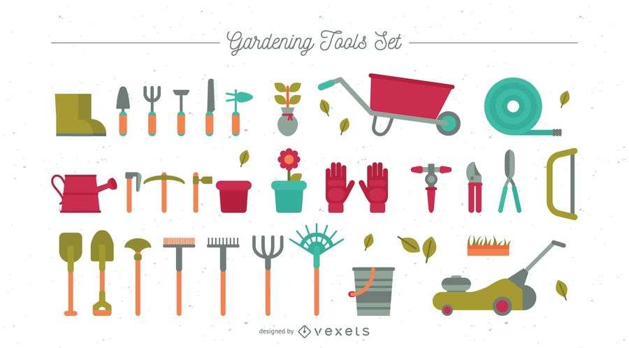 Flat Gardening Tools Set png