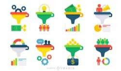 Flat infographic funnel set