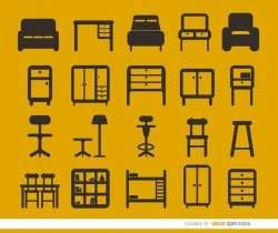 20 Furniture flat icons set