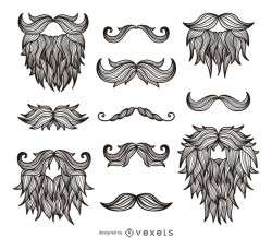 Hipster moustaches beards drawing