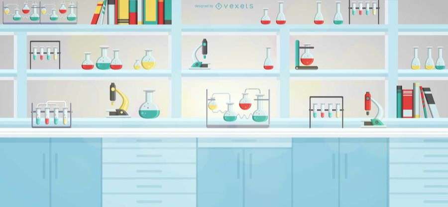 Laboratory Equipment Shelf Illustration